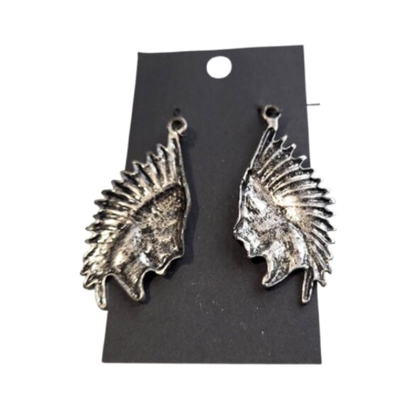 Silver Metal Indian Earrings & Blue Beaded Choker Necklace - 2-Piece Set - Picture 6 of 10